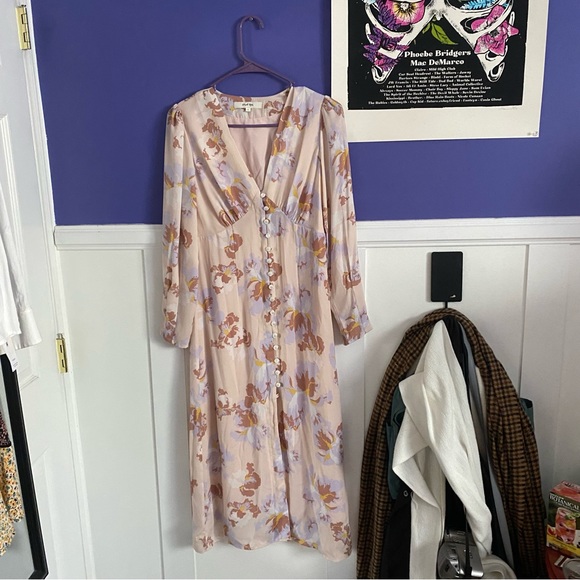 simple retro pastel floral printed tea dress - Picture 2 of 5